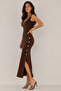 Women's Brown Button Detailed Camisole Midi Dress - 4