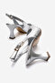 Women's Open Back Pointed Toe 7cm Heeled Shoes Silver - 7