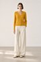 Mustard V-Neck 100% Organic Cotton Buttoned Women's Knitwear Cardigan - 2