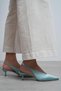 Wilson Turquoise Satin Open Back Women's Heeled Shoes - 7