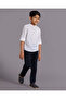Boys White Mandarin Collar Shirt - 5