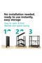 Black 3-Tier Foldable Steel Shelf 71×34×87cm – No Assembly, Expand & Use, 360° Wheels, Rust-Proof, Space-Saving Storage Rack for Kitchen & Bedroom - 4