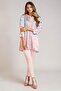 Satin Pink Butterfly Patterned Tunic Shirt with Leopard Stone Detail on the Back - 5