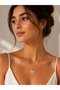 Gold Color Plated Ice Blue Color Pearlescent Butterfly Necklace - 2