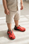 Breezewalk Lightweight and Flexible Sole Perforated Boys' Red and White Sandals - Velcro Back Strap - 4