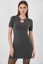 Women's Round Neck Short Sleeve Knitwear Anthracite Dress - 2
