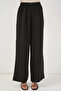 Women's Round Neck Regular Front Lace-Up Black Two-Piece Set - 5