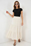 Women's Ruffled Cream Skirt - 4