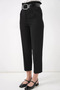 Women's High Waist Belted Black Trousers - 8