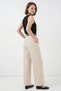 Women's Wide Leg Cream Palazzo Trousers - 5