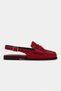 Mosby Red Suede Belt Detailed Flat Sole Women's Loafer Slippers - 5