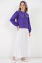 Women's Baby Collar White Edge Detailed Cotton Purple Shirt - 4