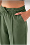 Women's Khaki Modal Fabric Balloon Model Ribbed Front Comfortable Fit Pants - 2