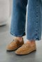 Wella Women's Lace-Up Genuine Suede Loafer Shoes Camel - 3