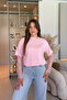 Oversized Stylish Pink Modal T-Shirt with Lace Detail - 7