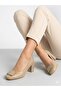 Women's Gold Comfortable Fit Thick Heeled Shoes - 3