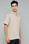 Textured Knit Shirt with Revere Collar and Short Sleeves - 4