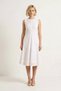 Women Midi Sleeveless Brode Woven Dress Crew Neck Lined Skater Cut Casual Elegant Daily Modern - 4