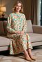 Women's Floral Pattern Maxi Dress High Neck Long Sleeve Ruffle Trim Lined A-Line Cut Daily Casual Chic - 3