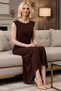 Women's Sleeveless Crew Neck A-Line Midi Dress Shirred Detail Lined Relaxed Fit Casual Modern - 3