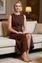 Women's Sleeveless Crew Neck A-Line Maxi Woven Dress Accessory Detailed Crepe Fabric Comfortable Casual Stylish - 3