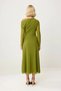 Women's Asymmetrical Collar Low Sleeve Lined Tulle Maxi Dress Accessory Detailed Slit A-Line Cut Casual - 5