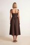 Women's Lace-Up Strap Square Neck Sleeveless Midi Dress Shirred Shift Cut Woven Casual Comfortable Modern - 5