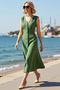Women's V-Neck Sleeveless Midi Shirt Dress Buttoned Woven Aerobin Fabric Relaxed Fit Casual Modern Stylish - 2