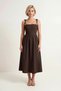 Women's Lace-Up Strap Square Neck Sleeveless Midi Dress Shirred Shift Cut Woven Casual Comfortable Modern - 4