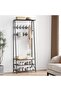 Wall Mounted Clothes Rack with Double Row Hooks, Coat Rack with 6 Hooks and Storage Shelf, Entryway Organizer for Keys, Bags, Coats, Hats - Iron & MDF, 60cm Wide