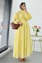 Premium Oversize Hakim Yaka Laya Voile Dress - Yellow - 2