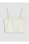 White Square Collar Rope Strap Women's Crop Top - 3