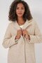 Women's Gray Cream Single Button Double Pocket Lined Boucle Cashmere Coat Hzl22W-Bd190821 - 4