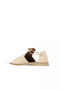Cream Leather Women's Flat Sandals - 4