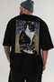 For the Love of Cats 94 Cat Printed Black Oversize T-Shirt 100% Cotton Unisex Cat Lover Premium Design - 6