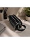 2208 Men's Black Leather Multi-Compartment Double Handle Personal Care and Hand Bag - 4