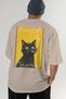 For the Love of Cats 29 Cats Printed Beige Oversize T-Shirt 100% Cotton Unisex Cat Lover Premium Design - 6