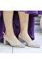 Silver Stone Tulle Slingback Women's Thick Heeled Evening Dress Shoes