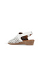 White Leather Women's Wedge Heeled Sandals - 4