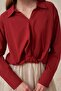 Burgundy-Embroidered Detailed Blouse - 6