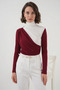 Women's Turtleneck Gathered Burgundy Blouse - 6