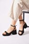 Nemsal Single Strap Buckle Women's Heeled Sandals Black Skin - 3