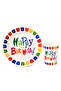 Colorful Happy Birthday Carnival Cardboard Plate and Cup Set 8 Plates 8 Cups 23 cm - 4