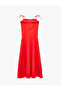 Cotton Tie-Up Ruffled Rope Strap Midi Length Poplin Dress - 5
