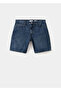 Düz denim Bermuda şort - 3
