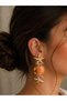 Steel Women's Earrings Orange Earrings with Sea Star and Shell Design - 2