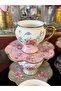 Modern Stylish Design for 6 People First Class Porcelain Flowered Coffee Cup Set 90 ml - 3