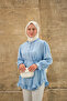 Women's Ribbed Front Tie-Waist Shirt Blue - 4