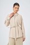 Women's Chiffon Double Suit with Ruffle Detail Beige 31342 - 4