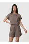 Women's Modal Shorts T-Shirt Set Summer Two-Piece Sports Set Comfortable Fit Mink - 2